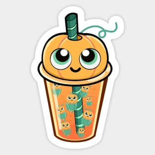 Pumpkin Boba Jellyfish Sticker